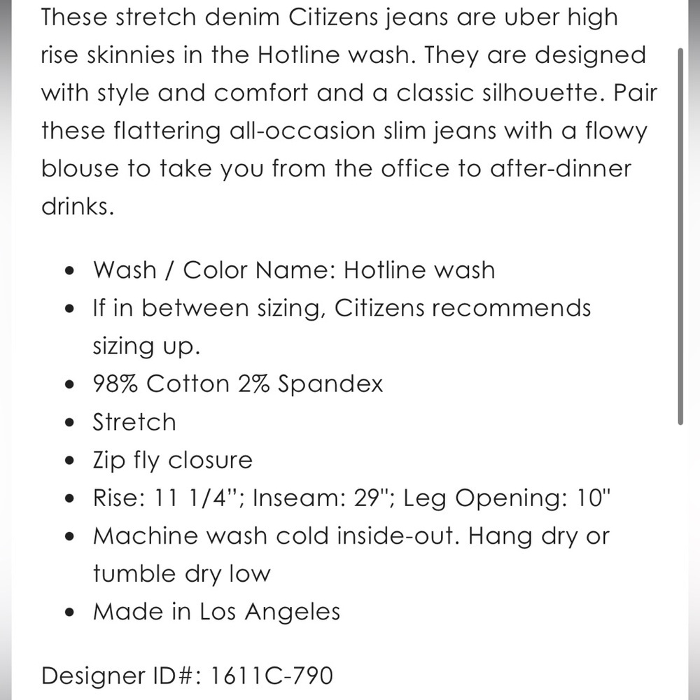 Citizens of Humanity Chrissy Uber High Rise Skinny Sculpt Hotline Size 29 83 - Picture 4 of 7